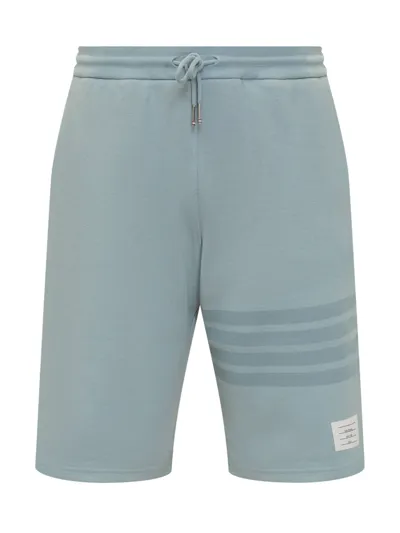 Thom Browne 4-bar Striped Shorts In Light Blue