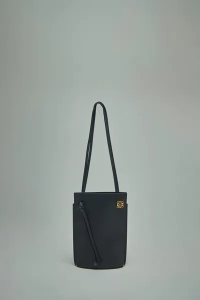 Loewe Dice Pocket Embellished Leather Shoulder Bag In Black