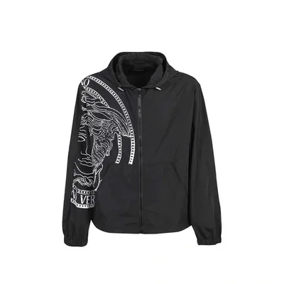 Versace Medusa Printed Windbreaker In Black