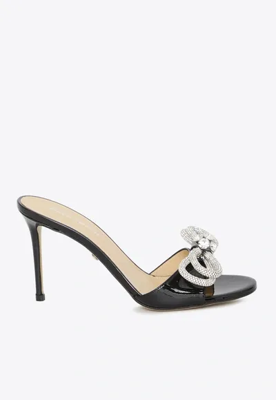 Mach & Mach 95 Double Bow Mules In Satin In Black