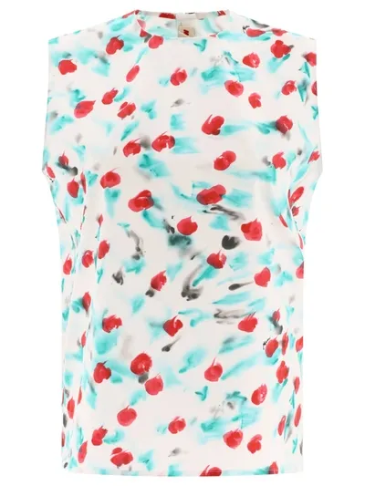 Marni Watercolor Floral Sleeveless Top In Multicolour