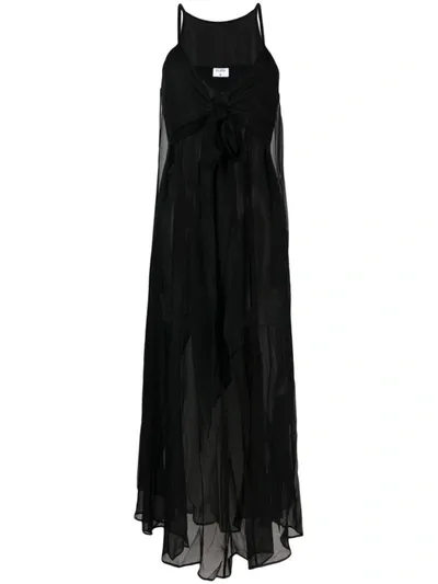 Filippa K Semi-sheer Silk Slip Dress In Black