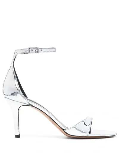 Isabel Marant 90mm Metallic-effect Leather Sandals In Grey