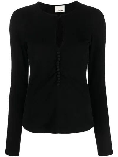 Isabel Marant Keyhole-neck Long-sleeve Blouse In Black