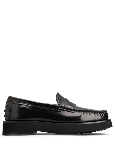 Tod's Black Slip On Loafers