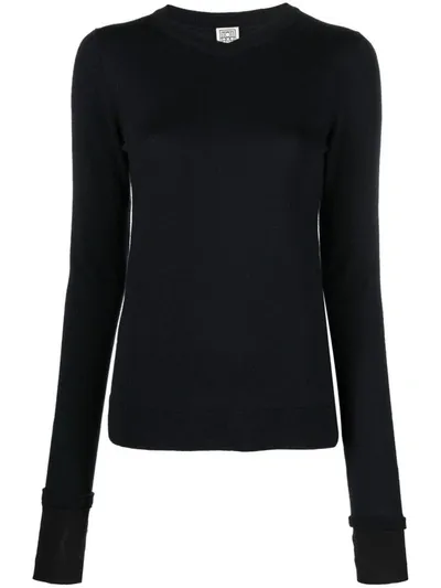 Totême Crew-neck Thumbslot Jumper In Blue