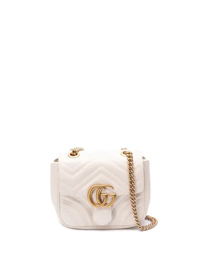 Gucci Gg Marmont Mini Leather Shoulder Bag In White