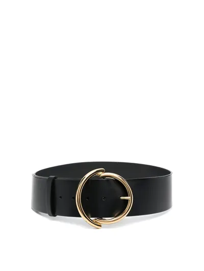 Etro Round-buckle Leather Belt In Black