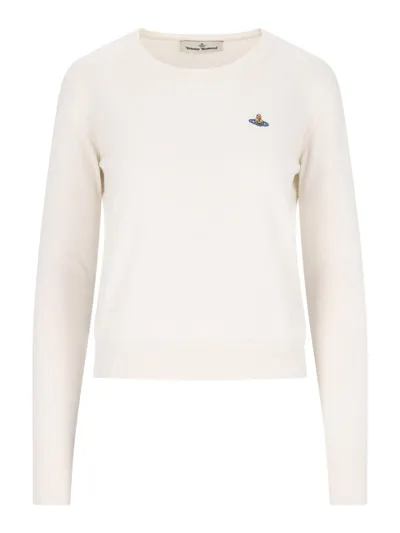 Vivienne Westwood Bea Logo Cotton & Cashmere Sweater In White