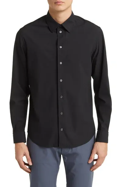 Emporio Armani Men's Solid Stretch Sport Shirt In Black