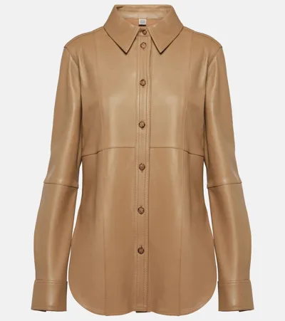 Totême Panelled Leather Shirt In Neutrals