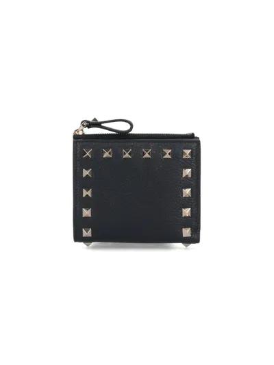 Valentino Garavani Rockstud Flap Wallet In Black