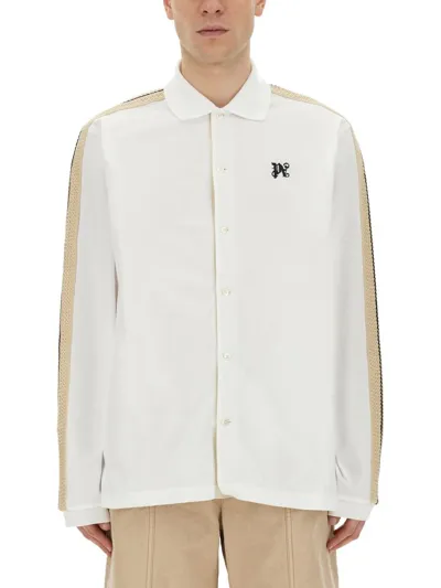 Palm Angels Monogram Detailed Buttoned Shirt In White