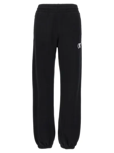 Off-white Logo-flocked Cotton Track Pants In Black