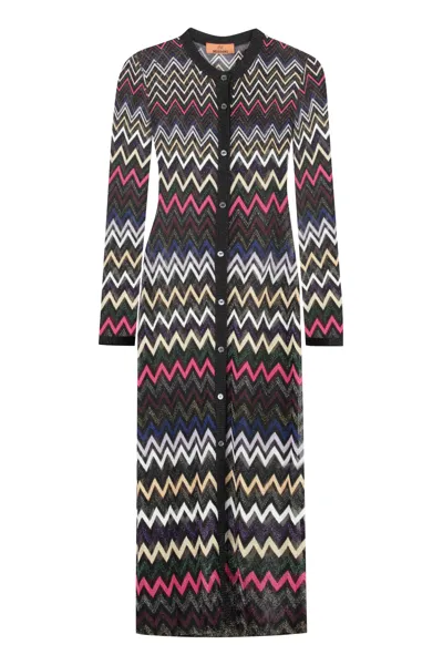 Missoni Zig Zag Knit Maxi Cardigan In Schwarz