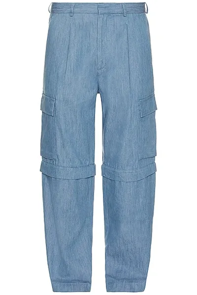 Double Rainbouu Cargo Zip Pant In Chambray Denim