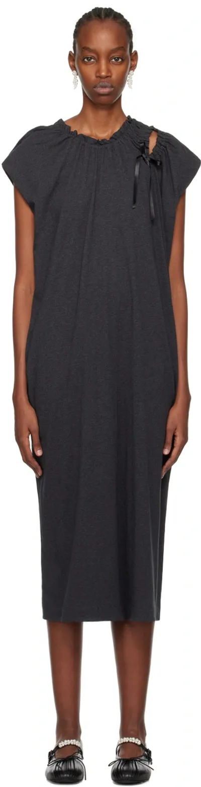 Simone Rocha Gray Shoulder Bite Midi Dress In Charcoal