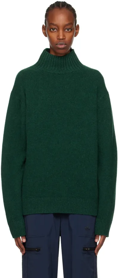 The Elder Statesman Green Heavyweight Turtleneck In 350 Willow