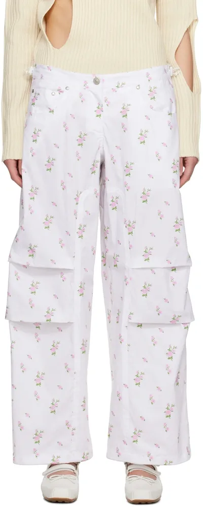 Open Yy Ssense Exclusive White Flower Lounge Pants In White White