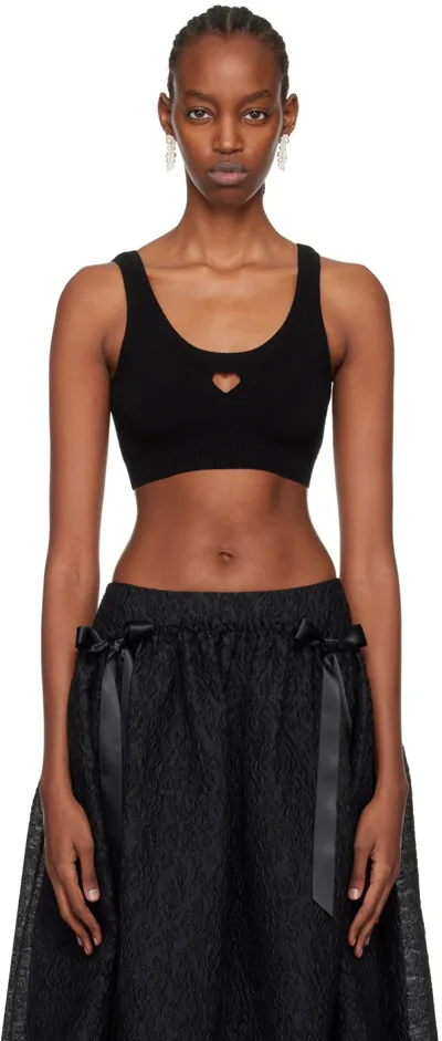 Simone Rocha Black Cutout Love Heart Bra