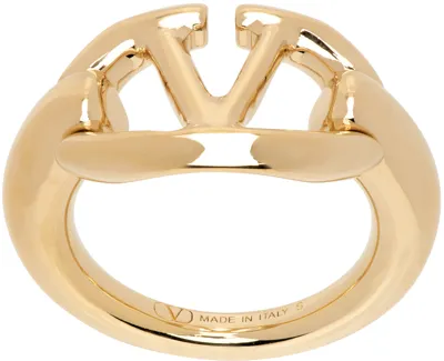 Valentino Garavani Gold Vlogo Gate Ring In Cs4 Oro 18