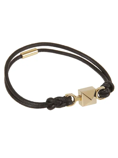 Valentino Garavani Leather Bracelet Rockstud In Black