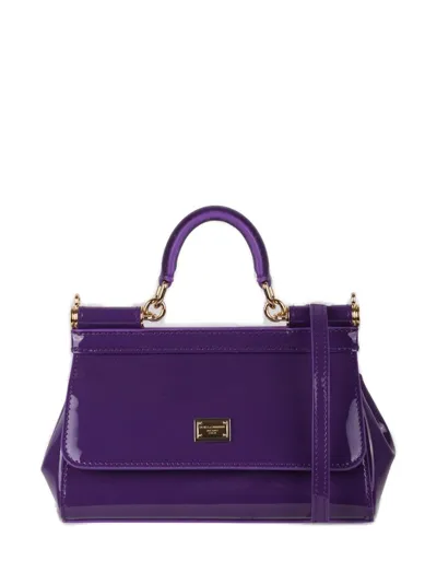 Dolce & Gabbana Sicily Foldover Small Tote Bag In Purple