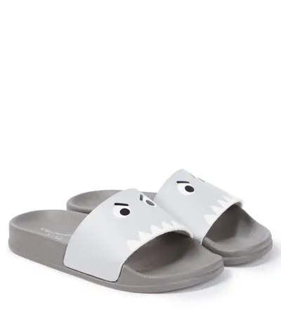 Stella Mccartney Kids' Printed Rubber Slides In Grey