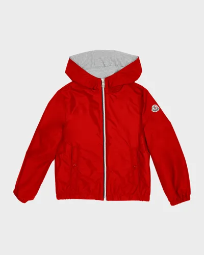 Moncler Kids' Boy's Urville Hooded Wind-resistant Jacket In Fire Red