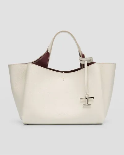 Tod's Apa 2 Mini Leather Top-handle Bag In Bianco Calce Bordeaux