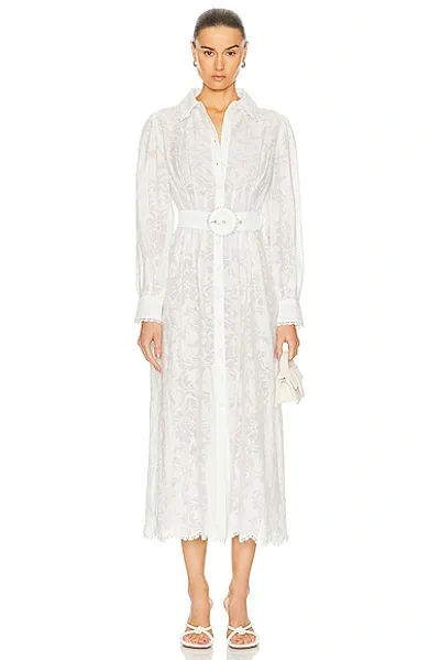 Hemant & Nandita Ilara Shirt Buckle Belt Maxi Dress In White