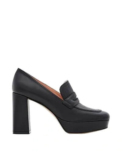 Gianvito Rossi Black 100 Leather Platform Loafers