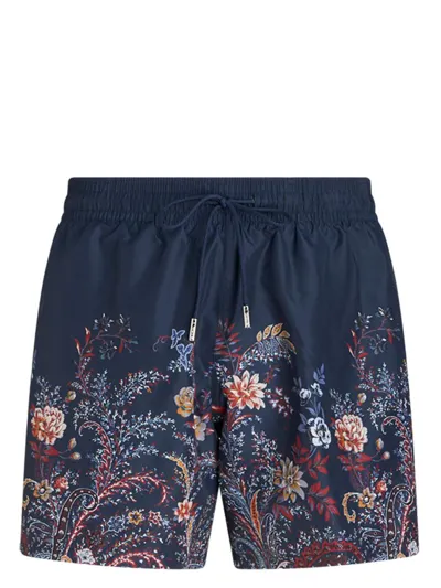 Etro Floral Swimsuit In Blue