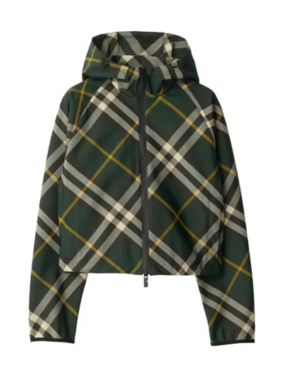 Burberry Check-pattern Zip-up Jacket In Ivy Check