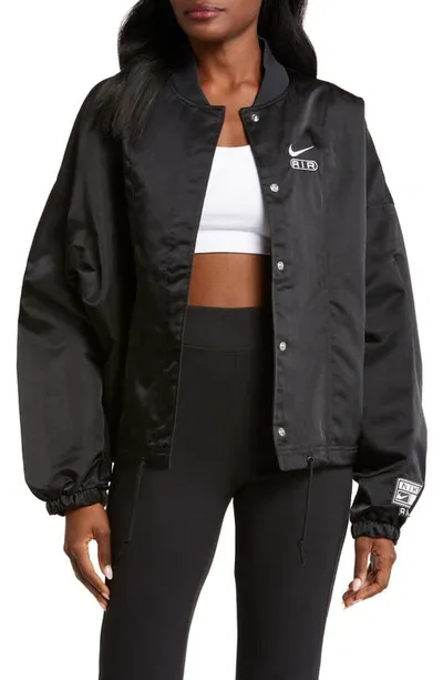 Nike Women's Air Oversized Woven Bomber Jacket In Black