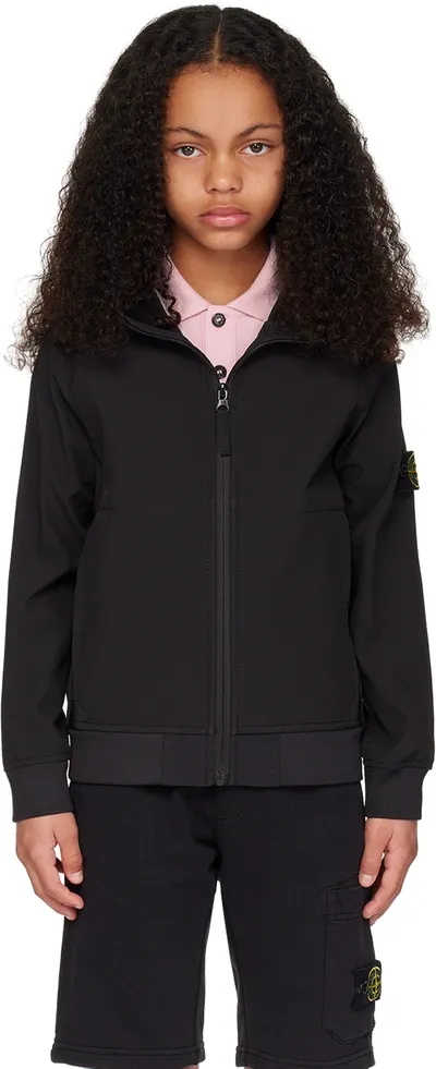 Stone Island Junior Kids Black Waterproof Jacket In V0029 - Black