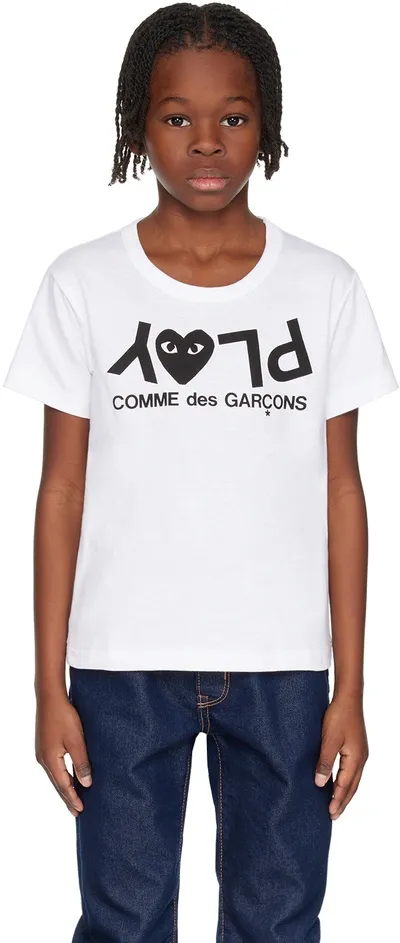 Comme Des Garçons Play Kids White Printed T-shirt In 1-white