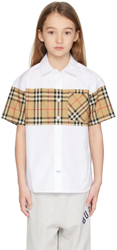 Burberry Kids White Check Panel Shirt