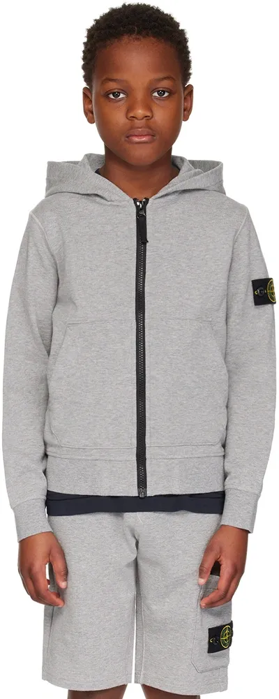 Stone Island Junior Kids Gray 60740 Hoodie In V0m64 - Melange Grey