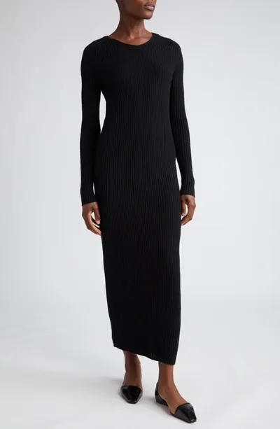 Totême Ribbed Merino Blend Dress Black