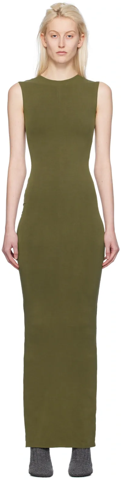 Entire Studios Green Sleeveless Maxi Dress In Military