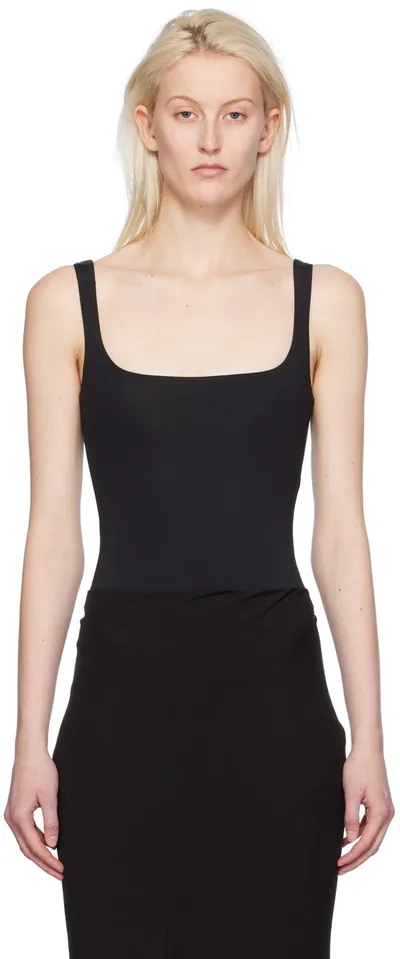 Entire Studios Black Square Neck Bodysuit In Soot