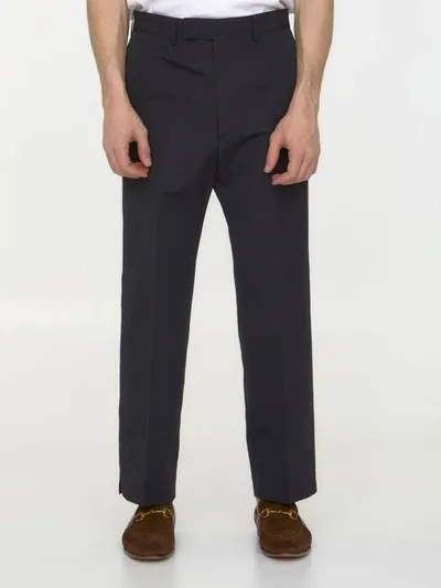 Gucci Cotton Poplin Trousers In Black