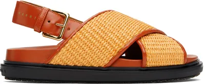 Marni Orange Fussbett Sandals In Zo709 Arabesque