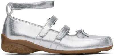 Open Yy Silver Strap Ballerina Flats