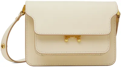 Marni Off-white Saffiano Leather Mini Trunk Bag In Nude & Neutrals