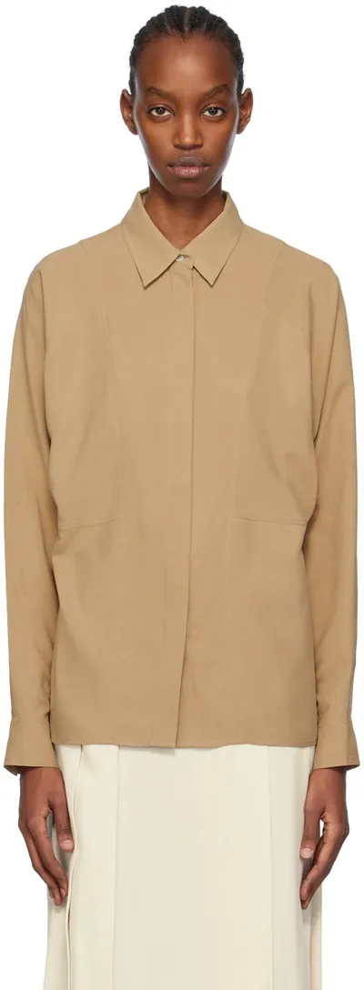 Totême Tan Paneled Shirt In Beige