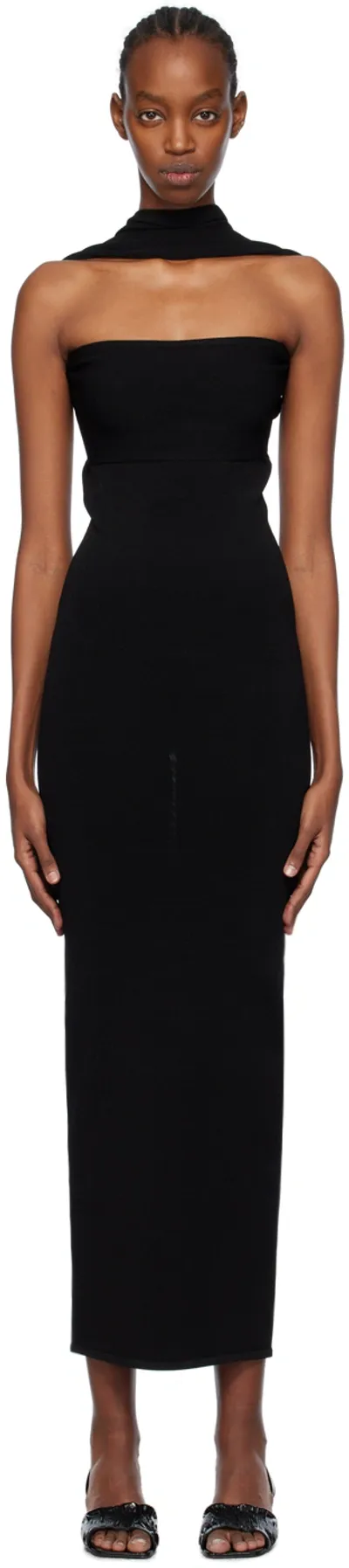 Totême Black Slip-through Midi Dress In 001 Black