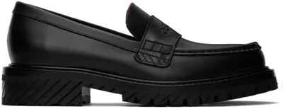 Off-white Military Logo-debossed Leather Loafers In Black