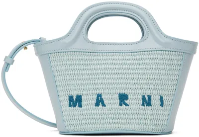 Marni Blue Micro Tropicalia Tote In 00v18 Pale Mint